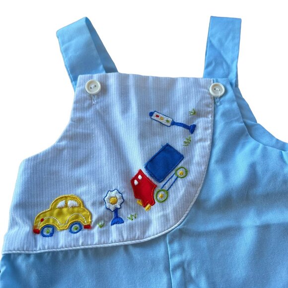 Vintage Baby Vehicle Embroidered Romper Sunsuit 0-3 Months - Picture 4 of 5